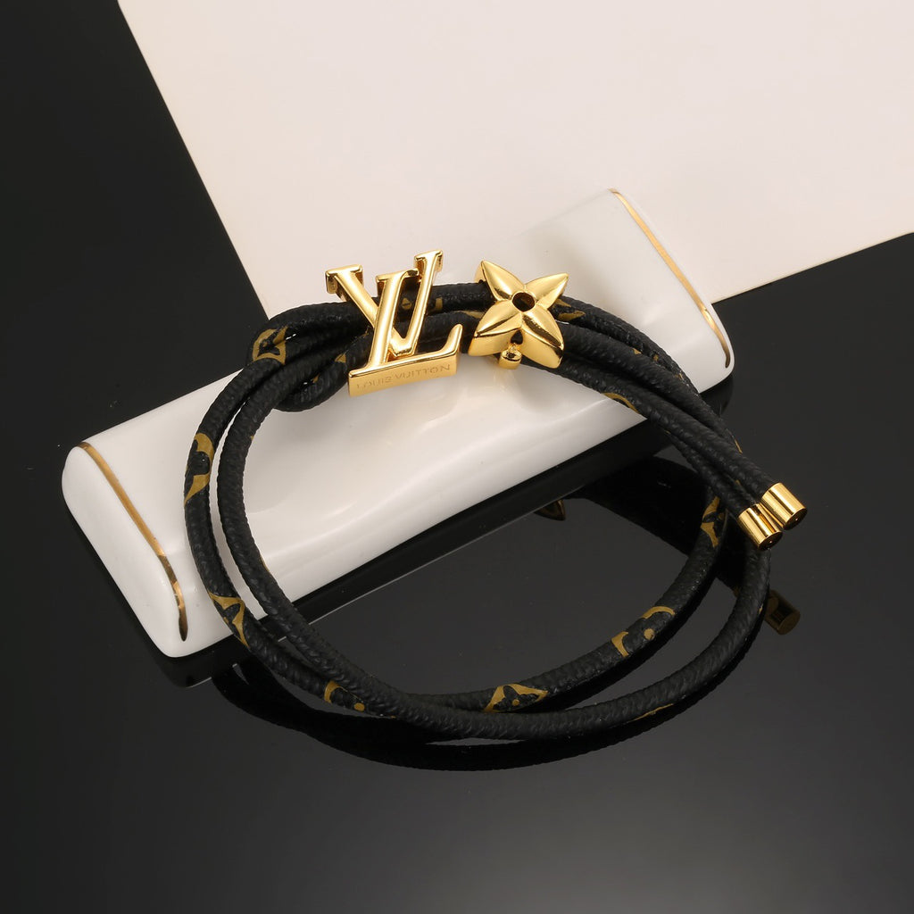 Louis Vuitton Circle Gold-Tone Leather Bracelet - album image 2