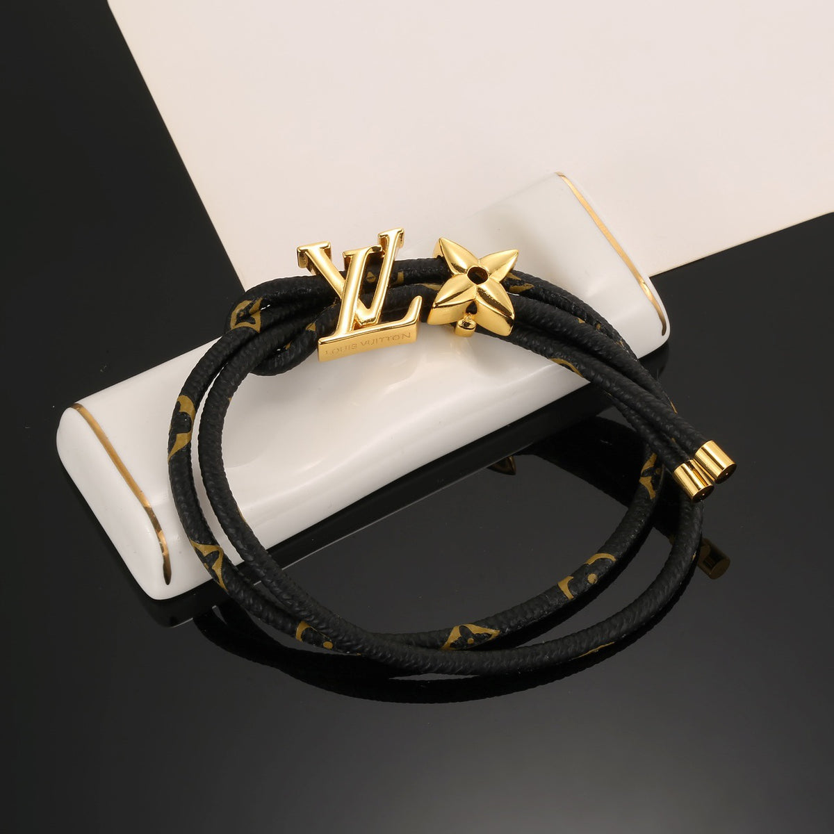 Louis Vuitton Circle Gold-Tone Leather Bracelet - album image 2