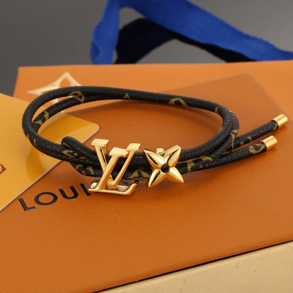 Louis Vuitton Circle Gold-Tone Leather Bracelet - album image 3