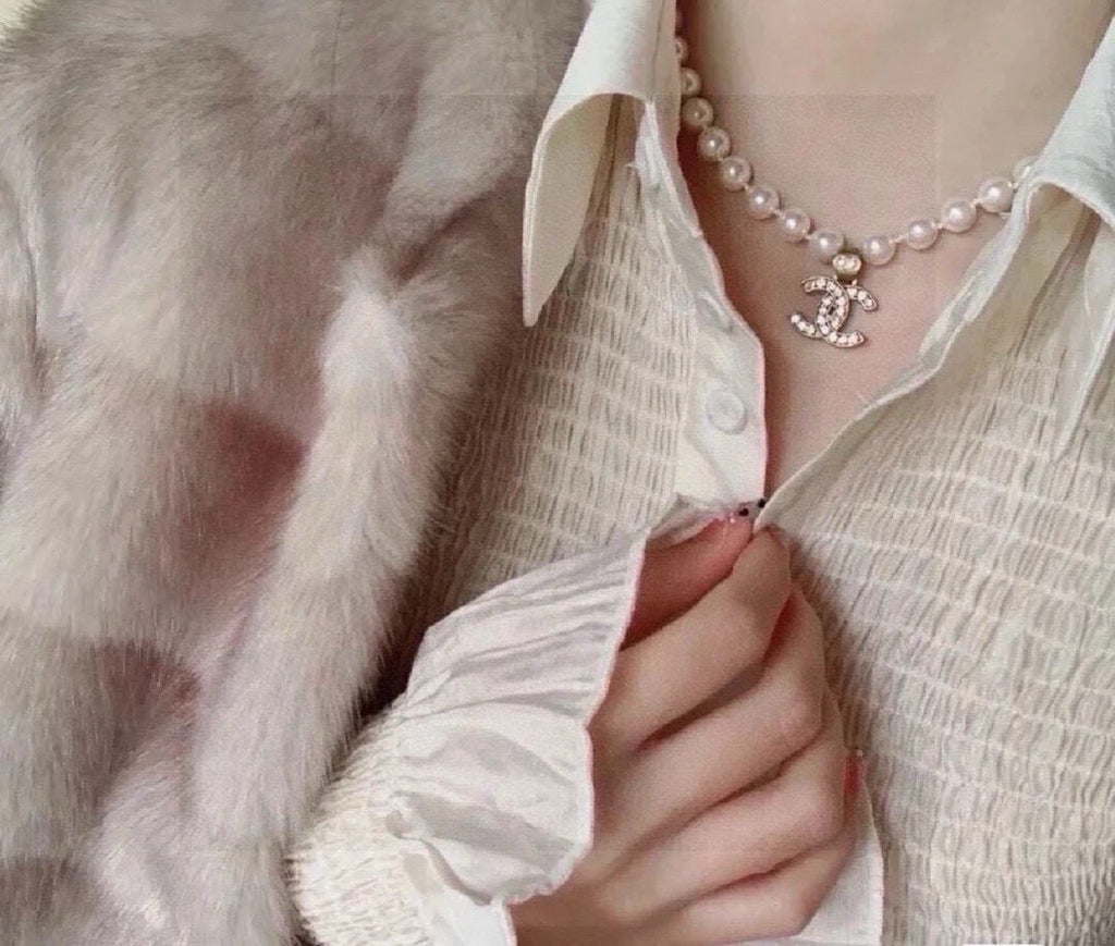 Chanel Interlocking C Pearl Crystal Accent Necklace - album image 6