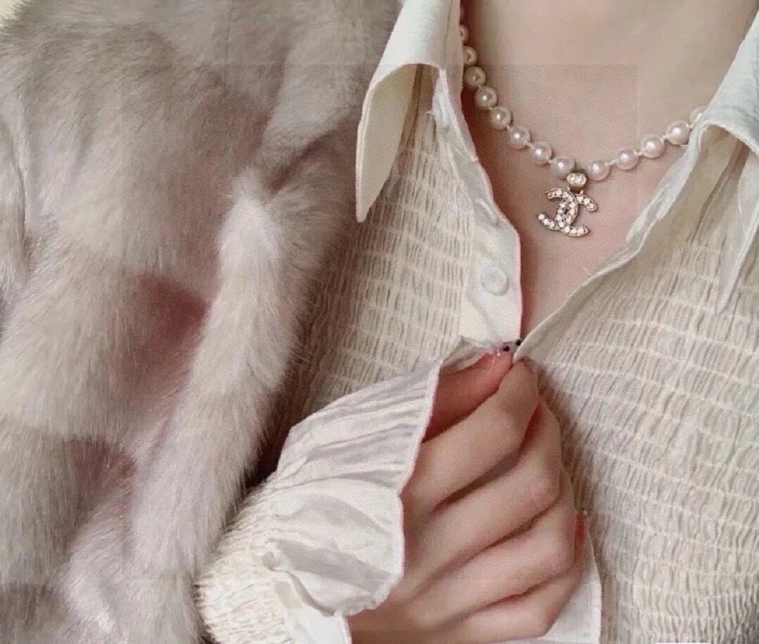 Chanel Interlocking C Pearl Crystal Accent Necklace - album image 6