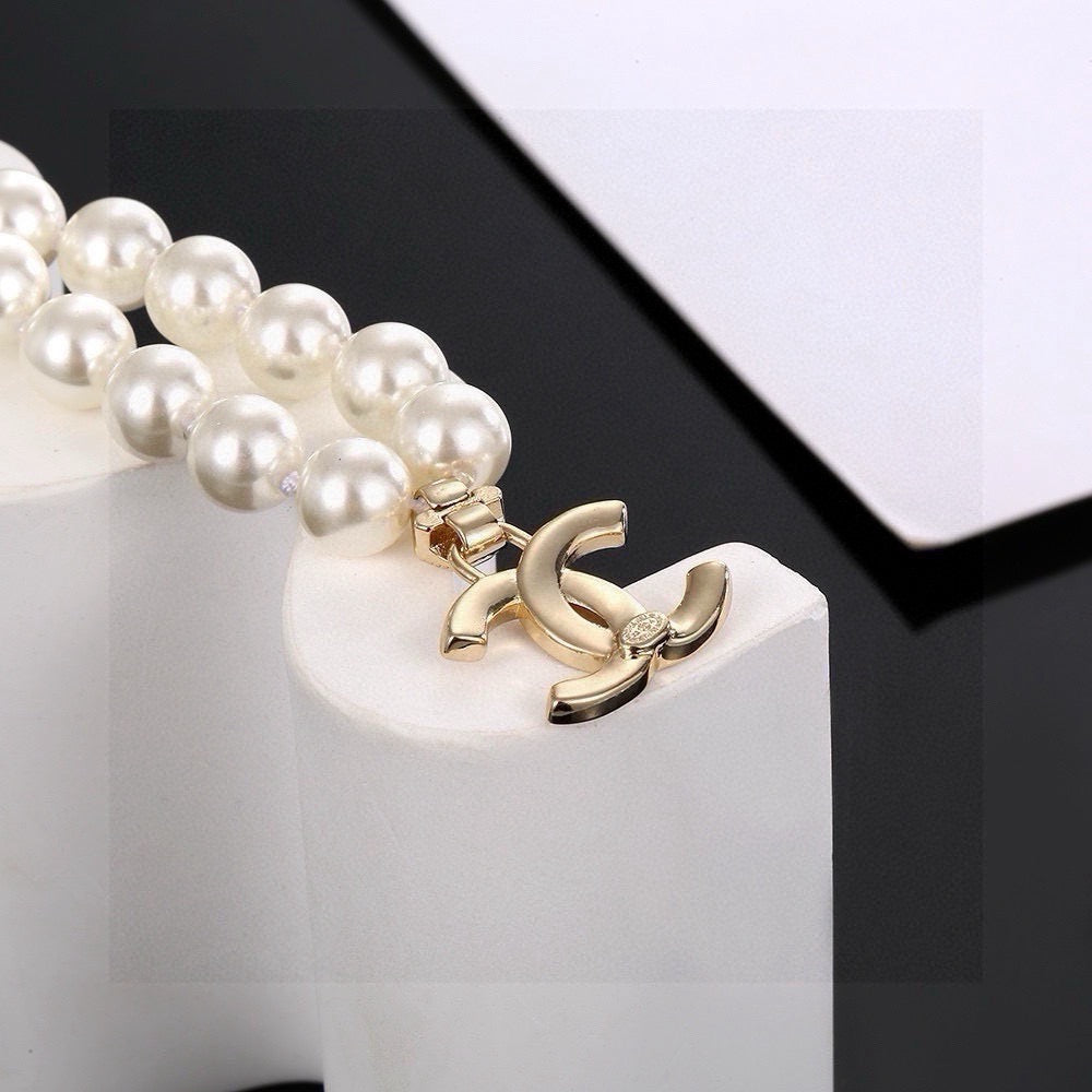 Chanel Interlocking C Pearl Crystal Accent Necklace - album image 7