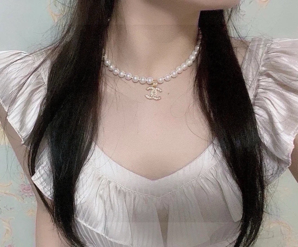 Chanel Interlocking C Pearl Crystal Accent Necklace - album image 5