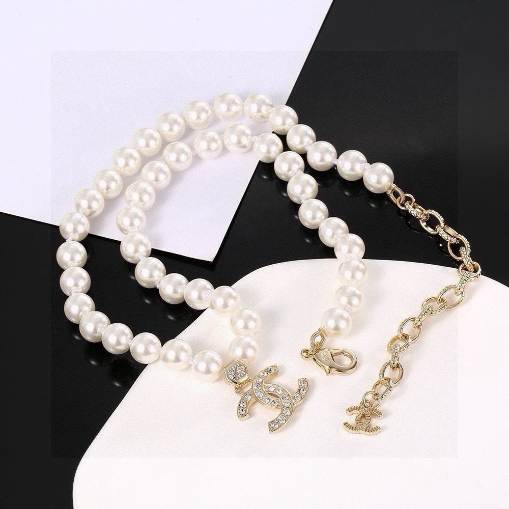 Chanel Interlocking C Pearl Crystal Accent Necklace - album image 4