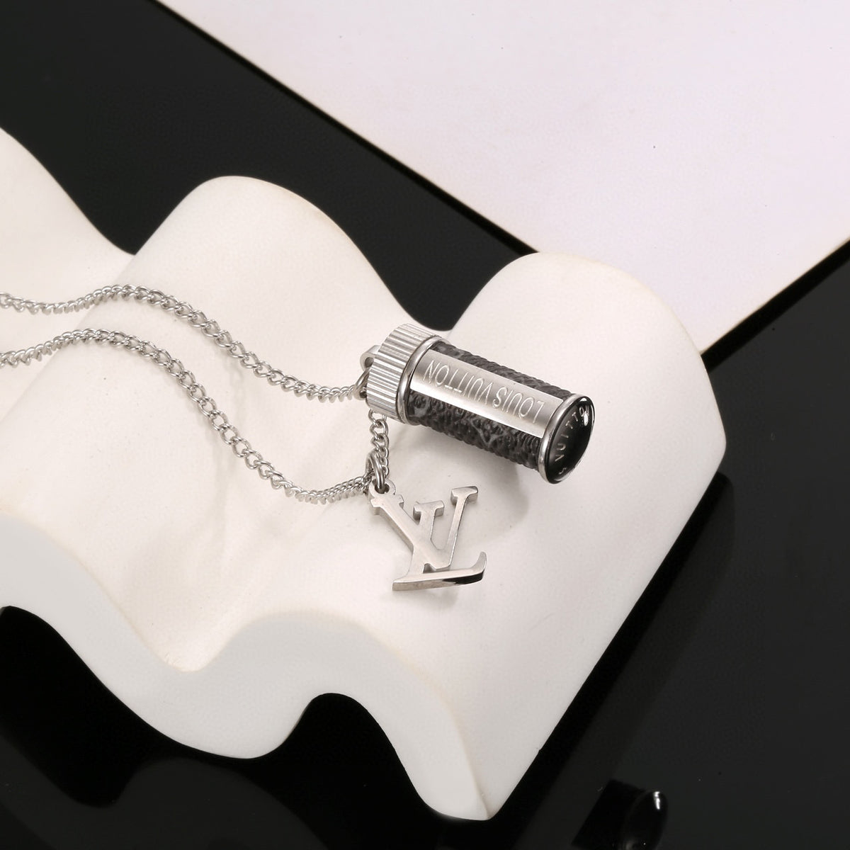 Louis Vuitton Sculpture Monogram V Letter LV Letter Perfume Bottle Chain Necklace - album image 6