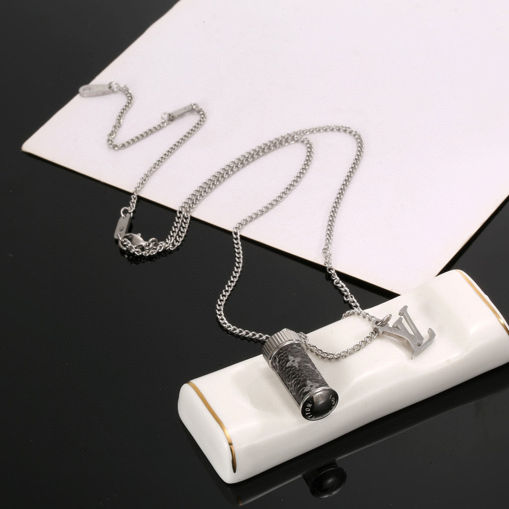 Louis Vuitton Sculpture Monogram V Letter LV Letter Perfume Bottle Chain Necklace - album image 2