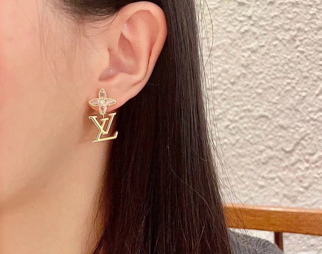 Louis Vuitton Gold-Tone LV and Flower Stud Earrings - album image 3