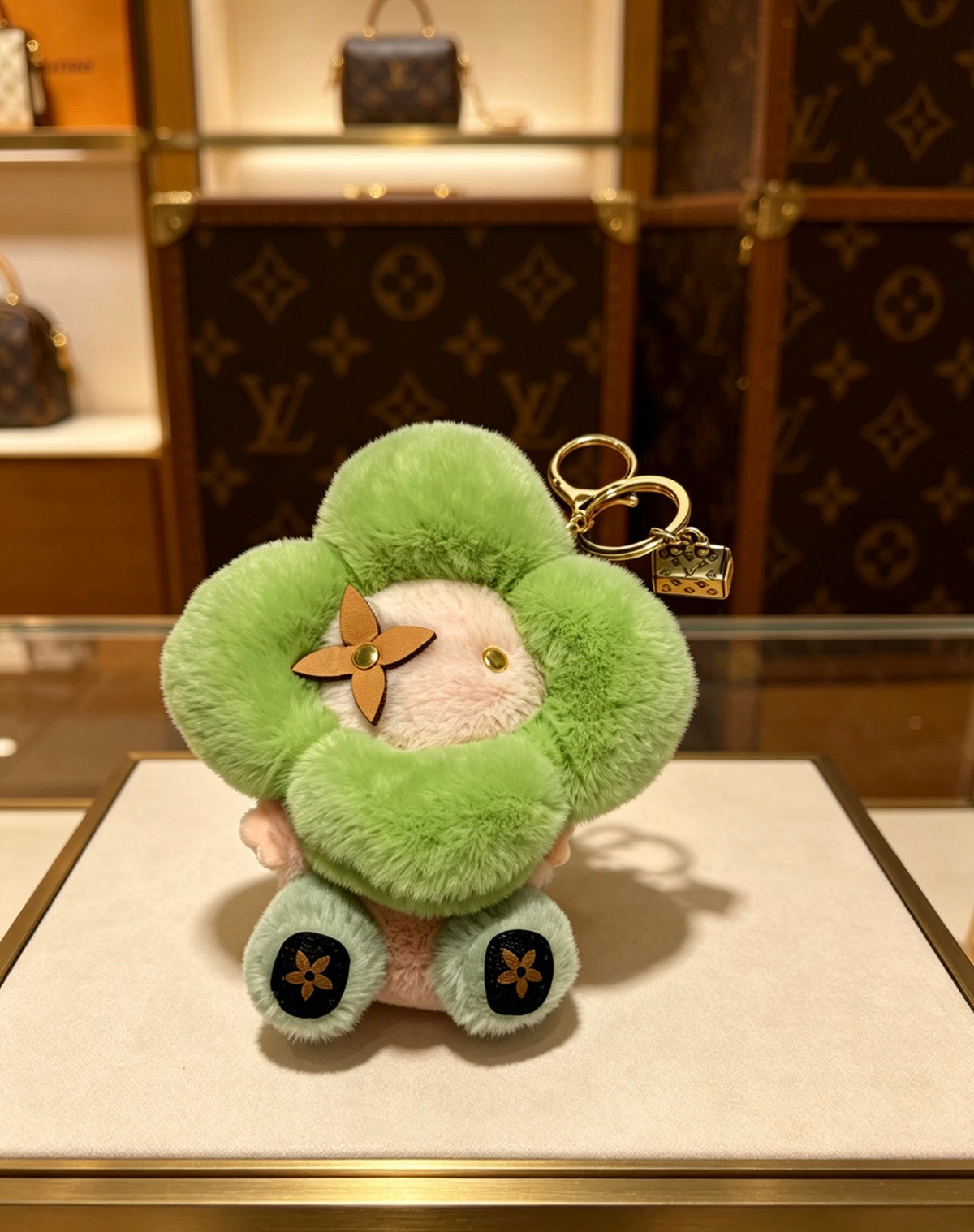 Louis Vuitton Green Flower Plush Character Bag Charm - album image 4