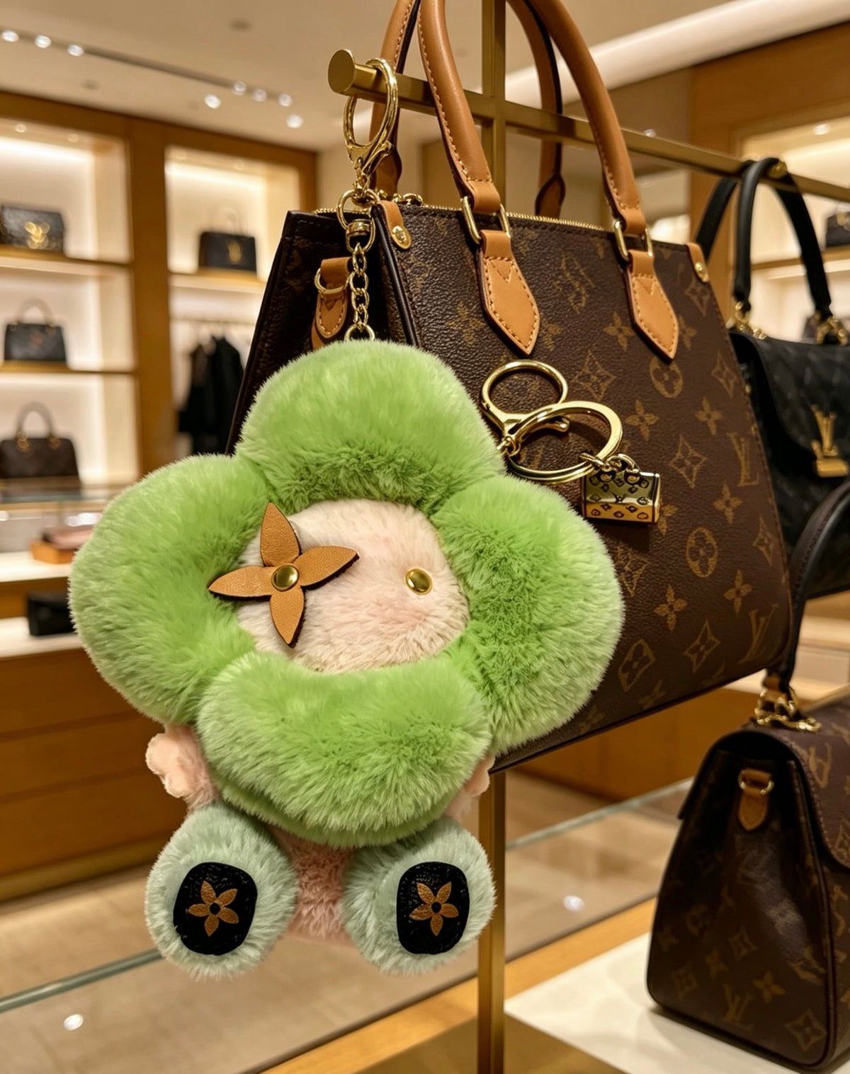 Louis Vuitton Green Flower Plush Character Bag Charm - album image 5
