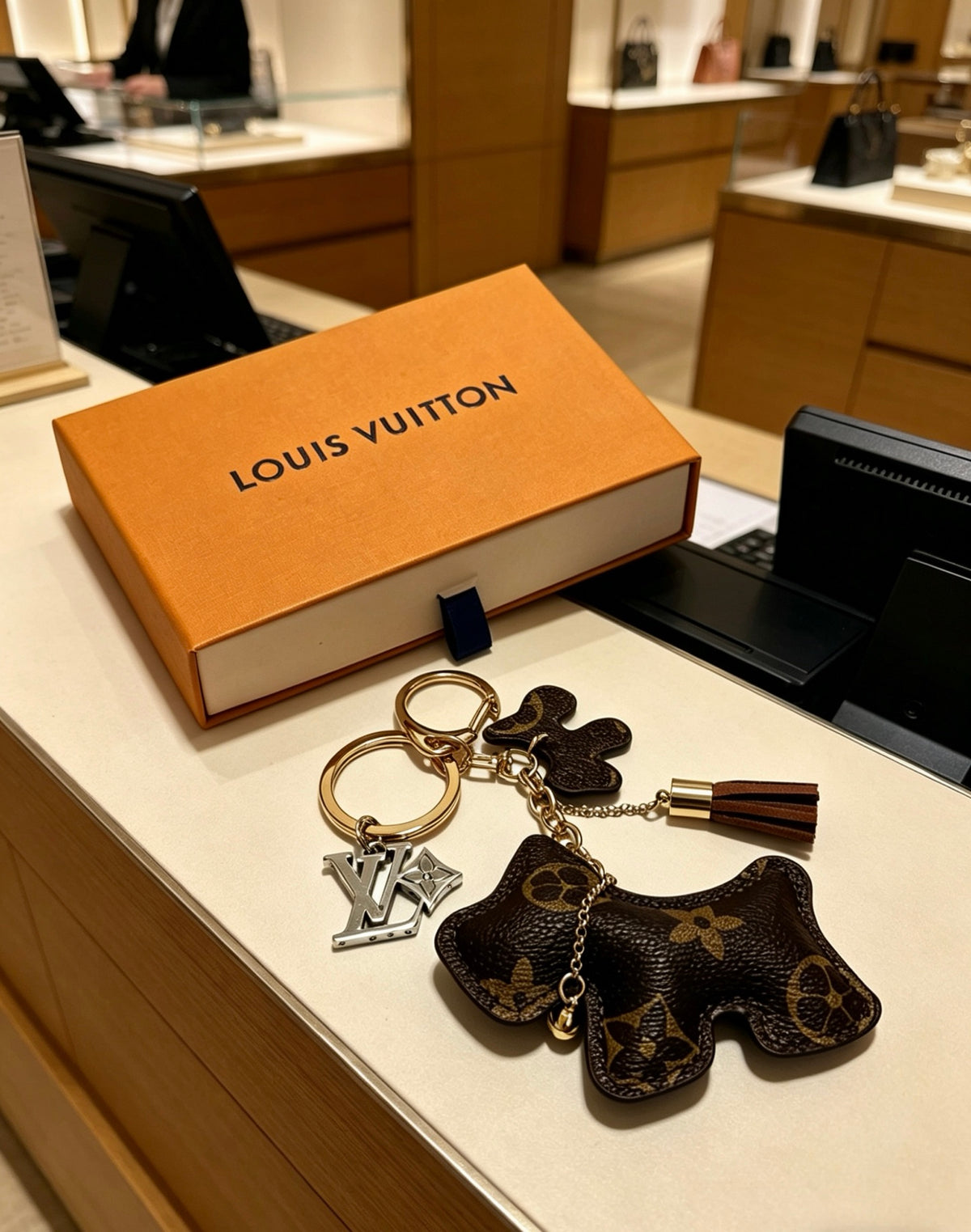 Louis Vuitton Black Bear Keychain with Gold-Tone Ring - album image 5