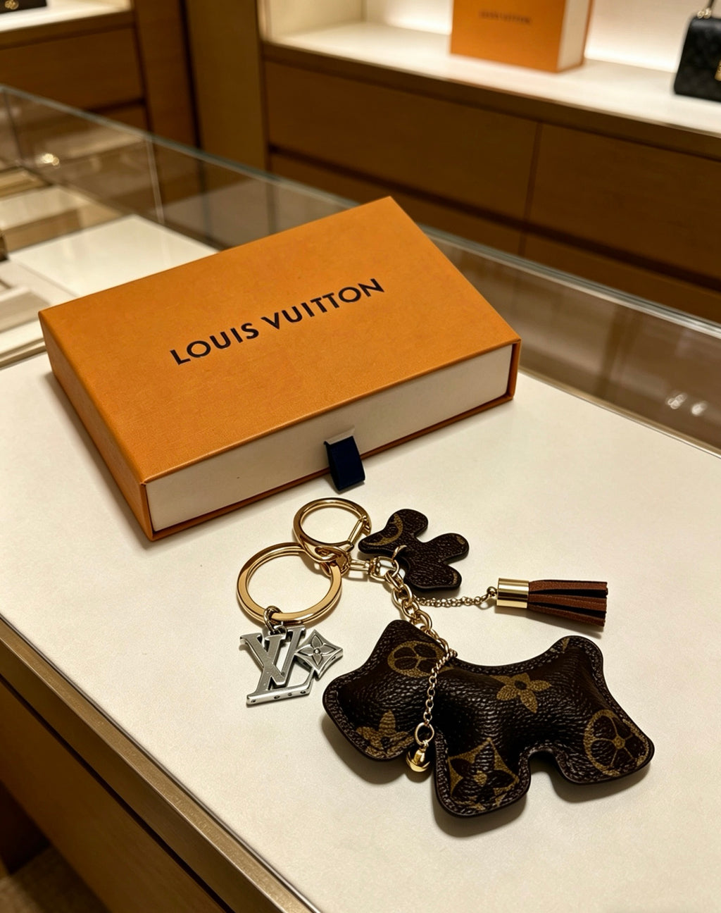 Louis Vuitton Black Bear Keychain with Gold-Tone Ring - album image 4