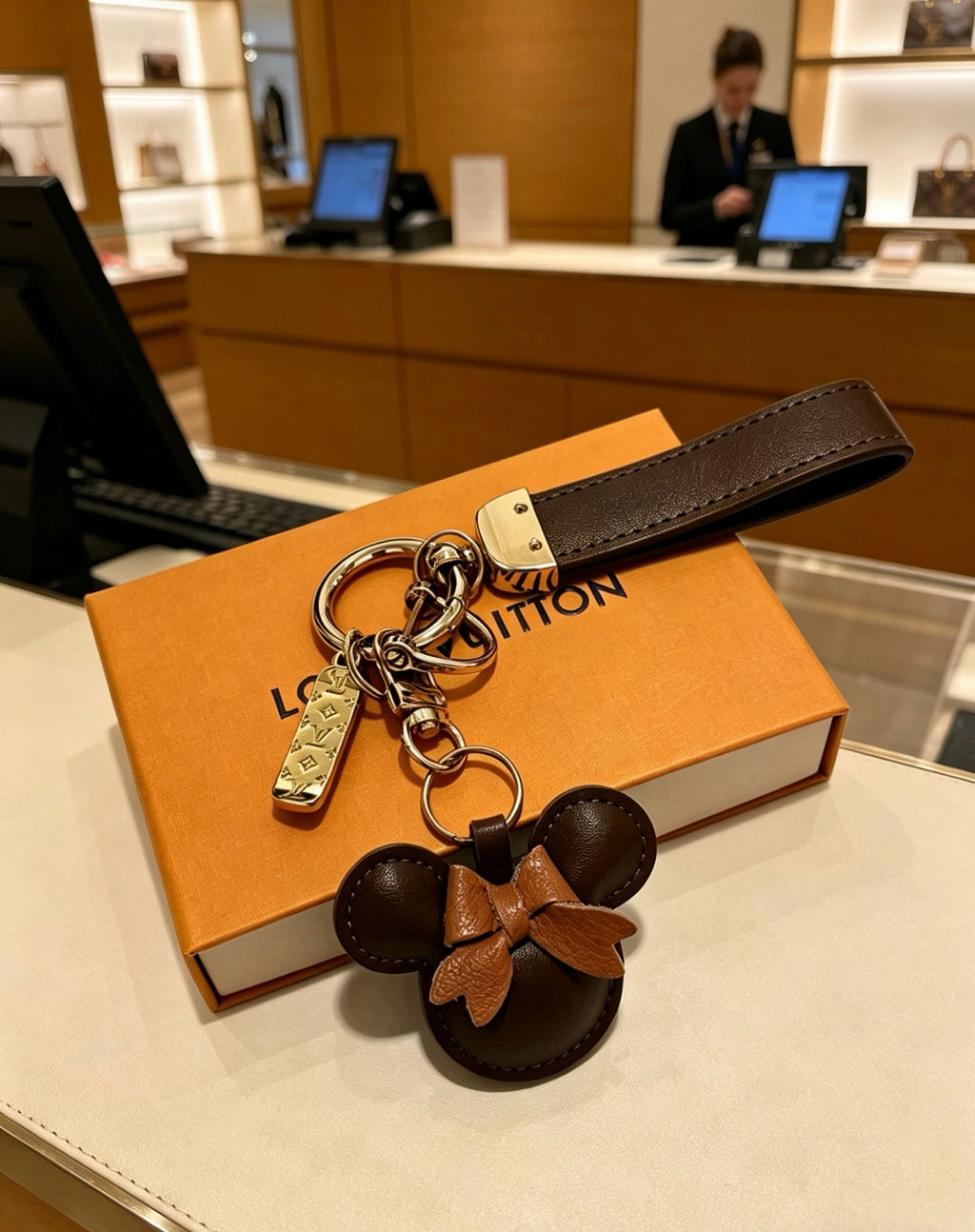 Louis Vuitton Brown Bear Keychain with Dark Strap - album image 5