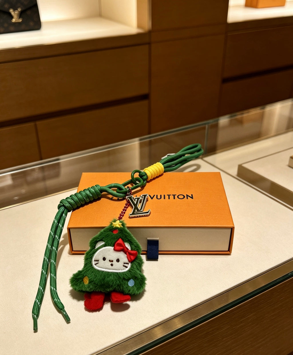Louis Vuitton Green Strap Keychain with Red and Green Character - album image 5