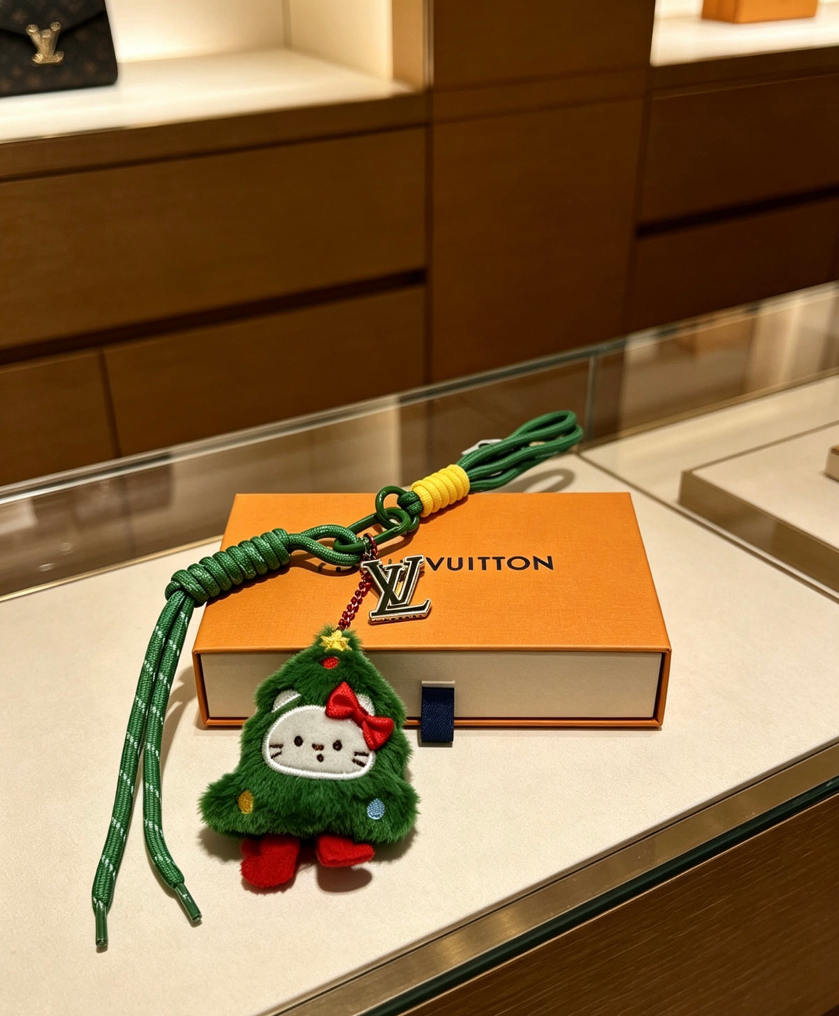 Louis Vuitton Green Strap Keychain with Red and Green Character - album image 5