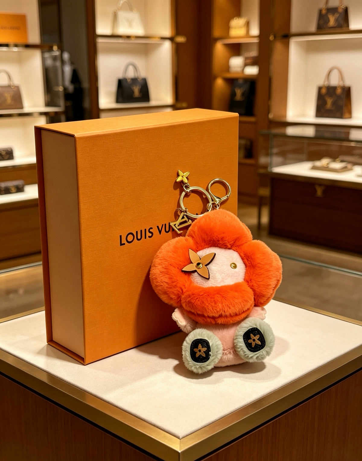 Louis Vuitton Orange Flower Plush Character Bag Charm - album image 5