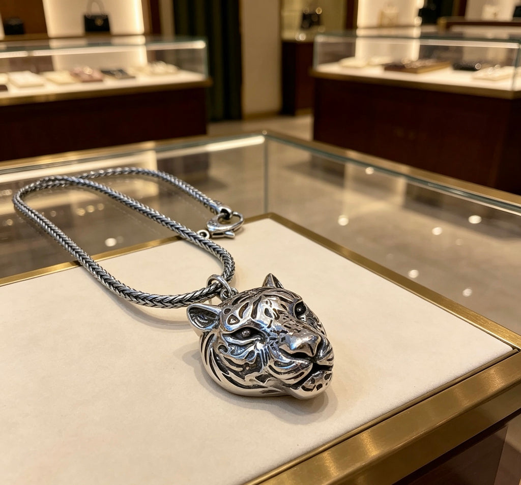 Gucci Anger Forest Interlocking G Antique Silver-Tone Silver-Tone Antiqued Chain Necklace - album image 2
