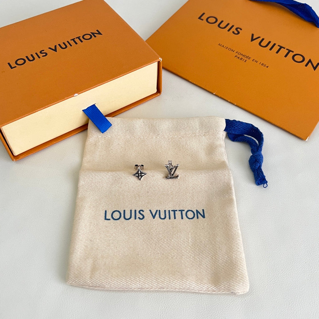 Louis Vuitton Silver-Tone LV and Flower Stud Earrings - album image 4