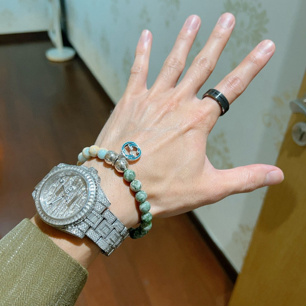 Gucci Anger Forest Interlocking G Patterned Stone Snake Crystal Accent Antiqued Bracelet - album image 3