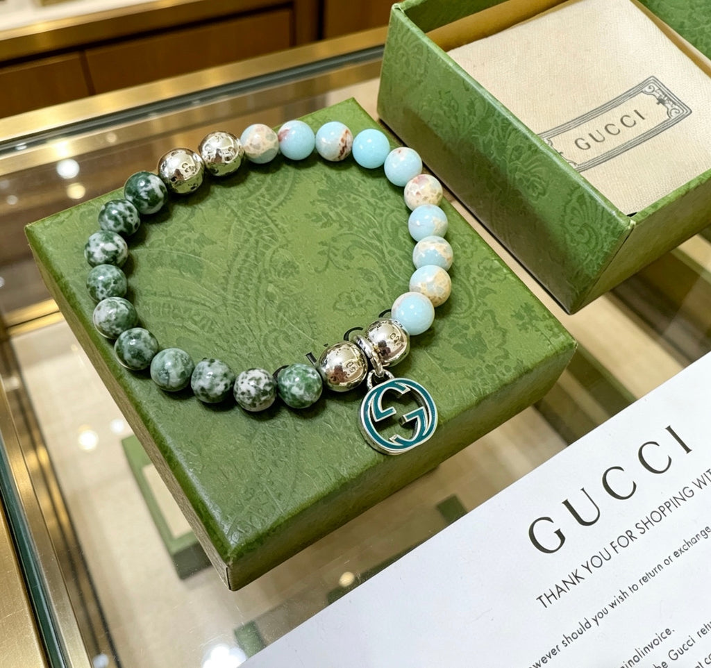 Gucci Anger Forest Interlocking G Patterned Stone Snake Crystal Accent Antiqued Bracelet - album image 6