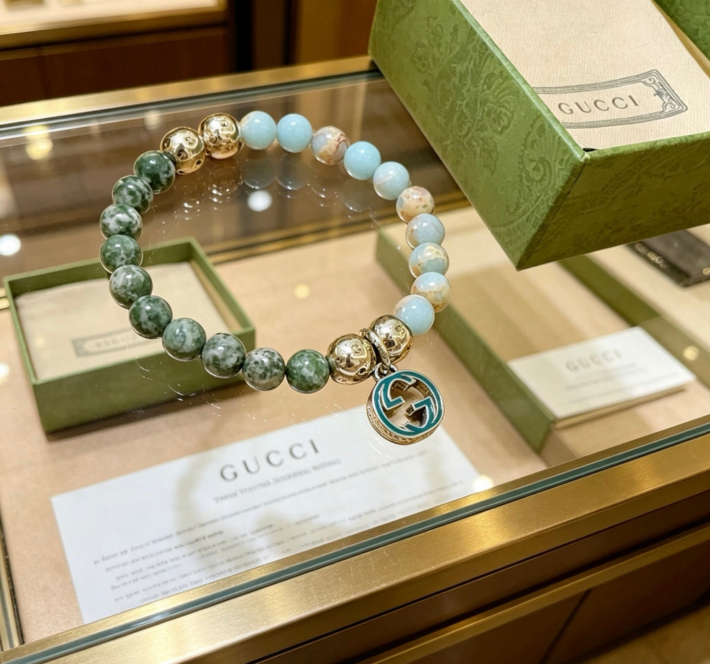 Gucci Anger Forest Interlocking G Patterned Stone Snake Crystal Accent Antiqued Bracelet - album image 2