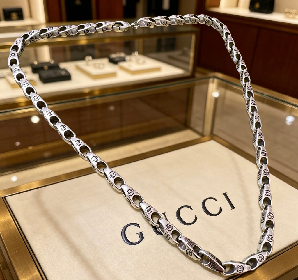 Gucci Anger Forest Interlocking G Antique Silver-Tone Silver-Tone Antiqued Chain Necklace - album image 5
