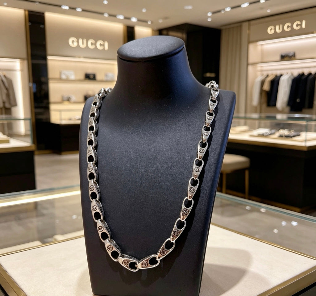 Gucci Anger Forest Interlocking G Antique Silver-Tone Silver-Tone Antiqued Chain Necklace - album image 2