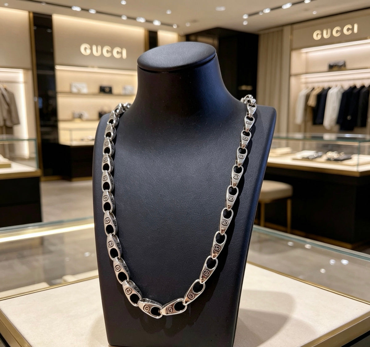 Gucci Anger Forest Interlocking G Antique Silver-Tone Silver-Tone Antiqued Chain Necklace - album image 2