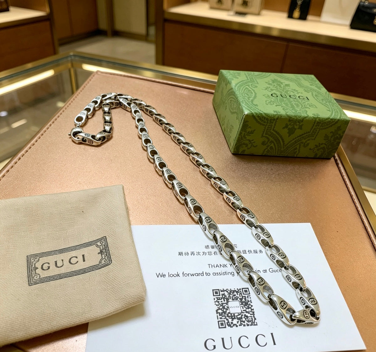 Gucci Anger Forest Interlocking G Antique Silver-Tone Silver-Tone Antiqued Chain Necklace - album image 8