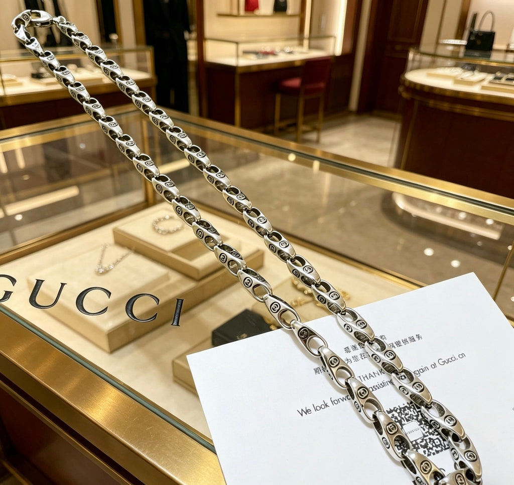 Gucci Anger Forest Interlocking G Antique Silver-Tone Silver-Tone Antiqued Chain Necklace - album image 9