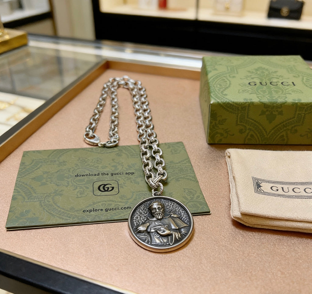 Gucci Anger Forest Interlocking G Antiqued Chain Necklace - album image 5