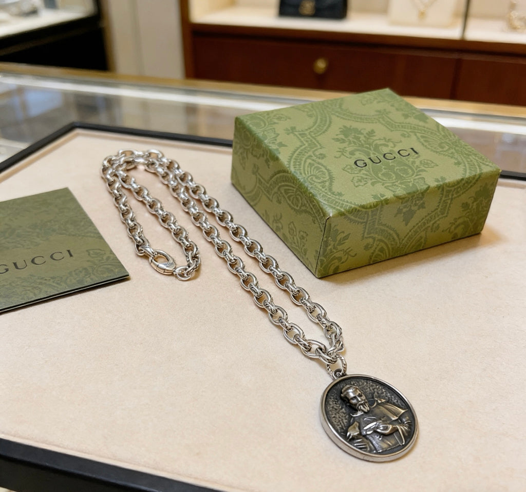 Gucci Anger Forest Interlocking G Antiqued Chain Necklace - album image 2