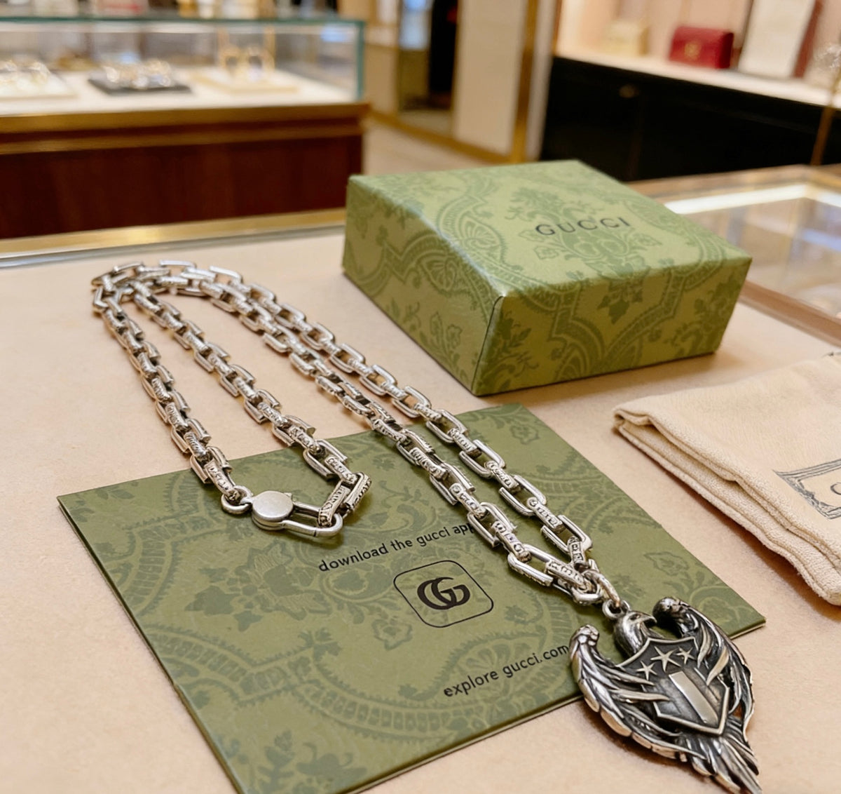 Gucci Anger Forest Interlocking G Antiqued Chain Necklace - album image 5