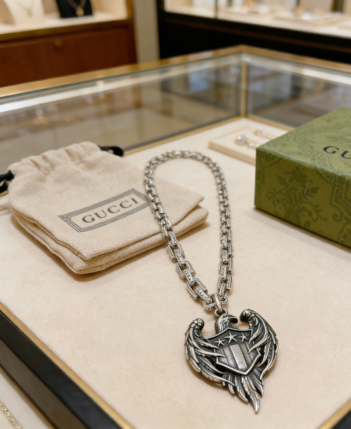 Gucci Anger Forest Interlocking G Antiqued Chain Necklace - album image 6