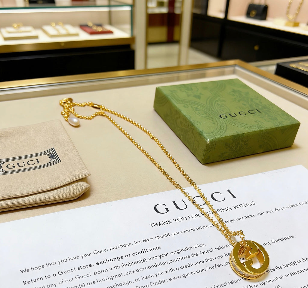 Gucci Anger Forest Interlocking G Antiqued Chain Necklace - album image 4
