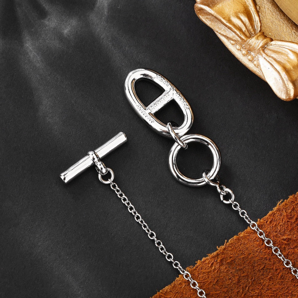 Hermès Silver and Rose Gold-Tone Sculptural Pendant Necklace - album image 7