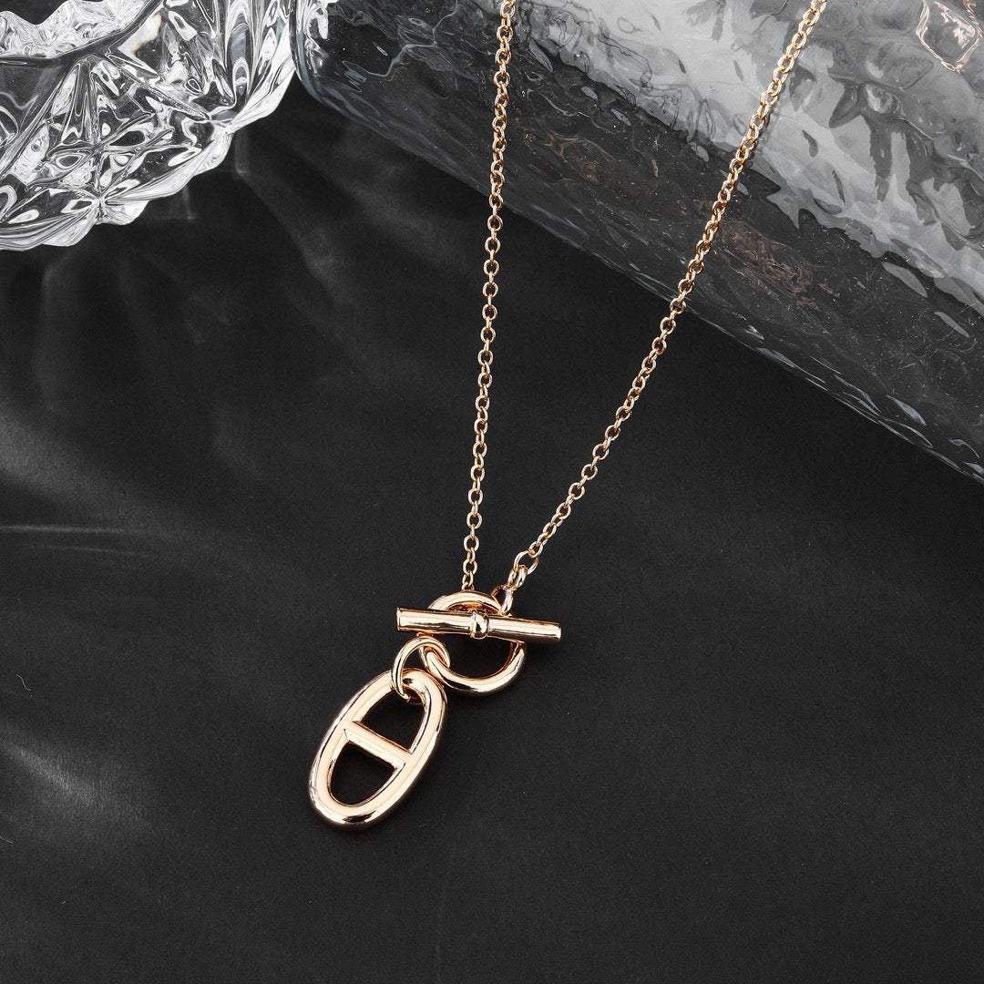 Hermès Silver and Rose Gold-Tone Sculptural Pendant Necklace - album image 5