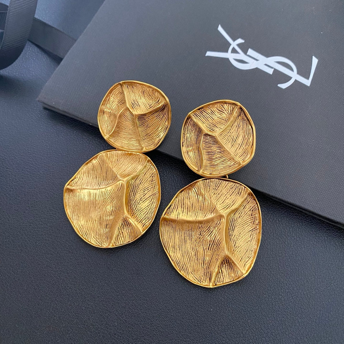 Saint Laurent Gold-Tone Irregular Double-Disc Earrings - album image 5