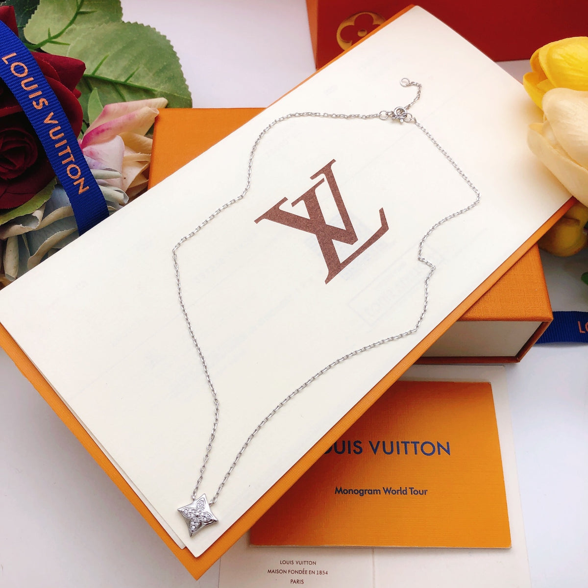 Louis Vuitton Silver-Tone Monogram Diamond-Shape Necklace - album image 8