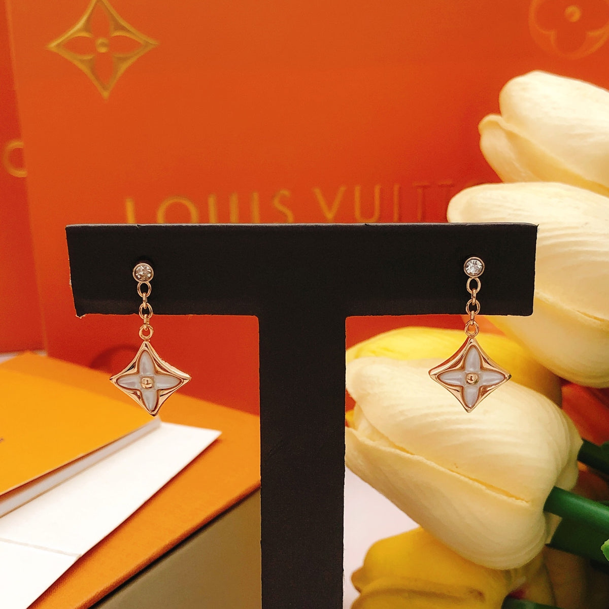 Louis Vuitton Rose Gold-Tone Gold-Tone White Mother-of-Pearl Tassel Earrings - album image 5