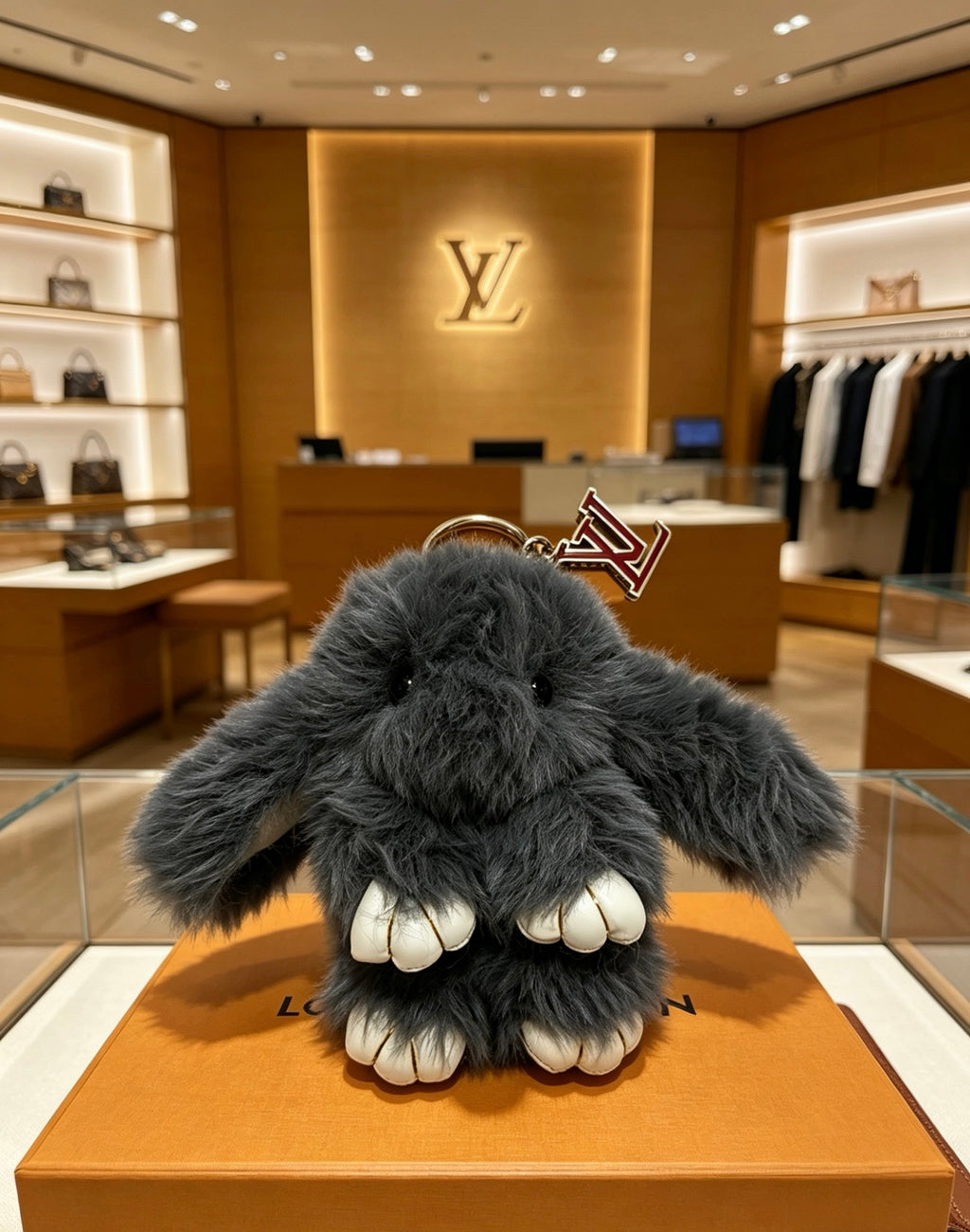 Louis Vuitton Black Furry Character Bag Charm - album image 4