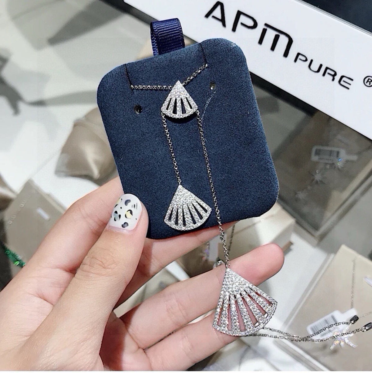 APM Monaco Silver-Tone Graduated Crystal Fan Pendant Necklace - album image 2