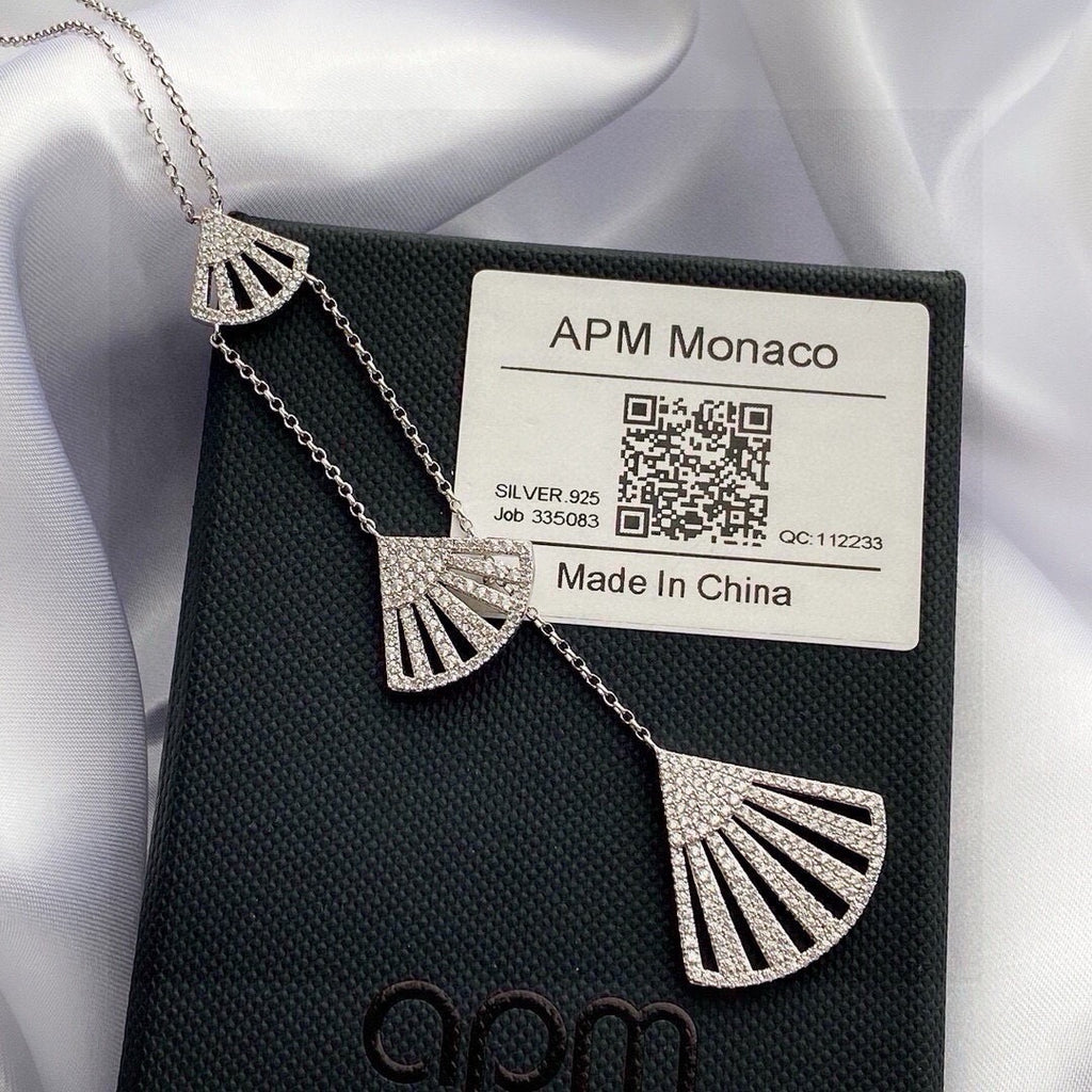 APM Monaco Silver-Tone Graduated Crystal Fan Pendant Necklace - album image 7