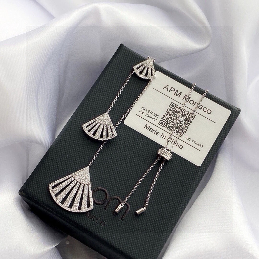 APM Monaco Silver-Tone Graduated Crystal Fan Pendant Necklace - album image 4