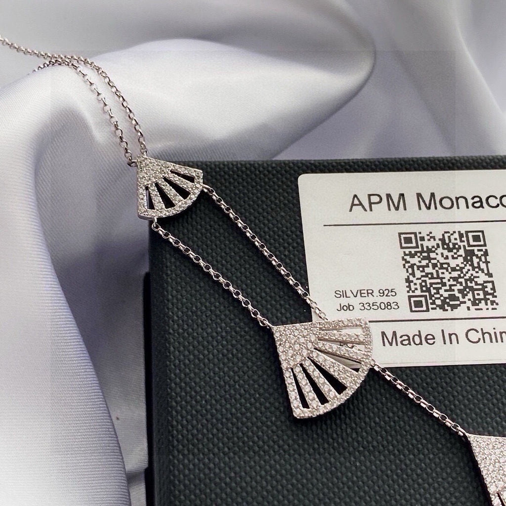 APM Monaco Silver-Tone Graduated Crystal Fan Pendant Necklace - album image 8