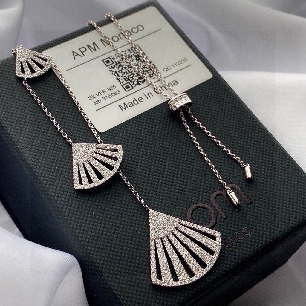 APM Monaco Silver-Tone Graduated Crystal Fan Pendant Necklace - album image 5