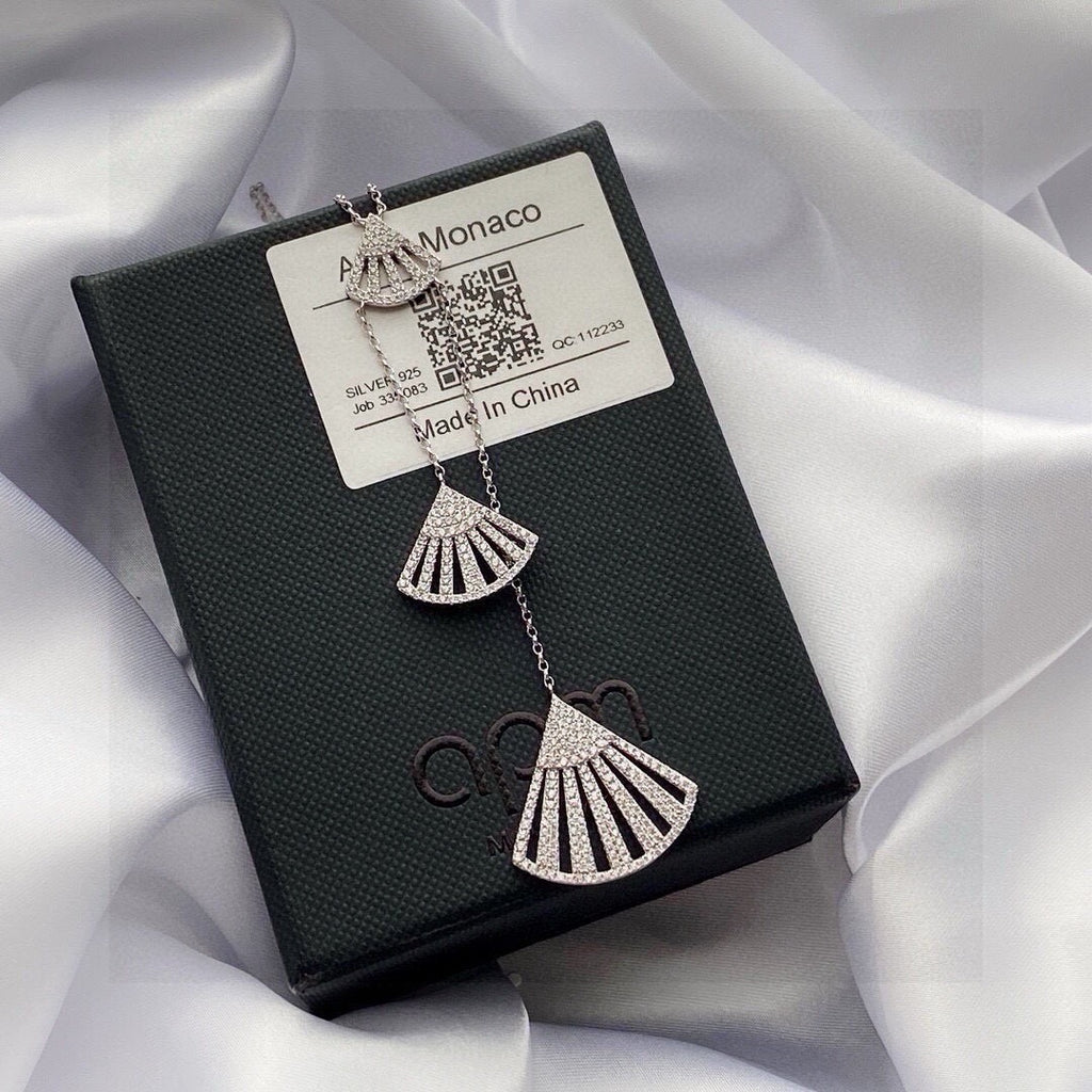 APM Monaco Silver-Tone Graduated Crystal Fan Pendant Necklace - album image 6