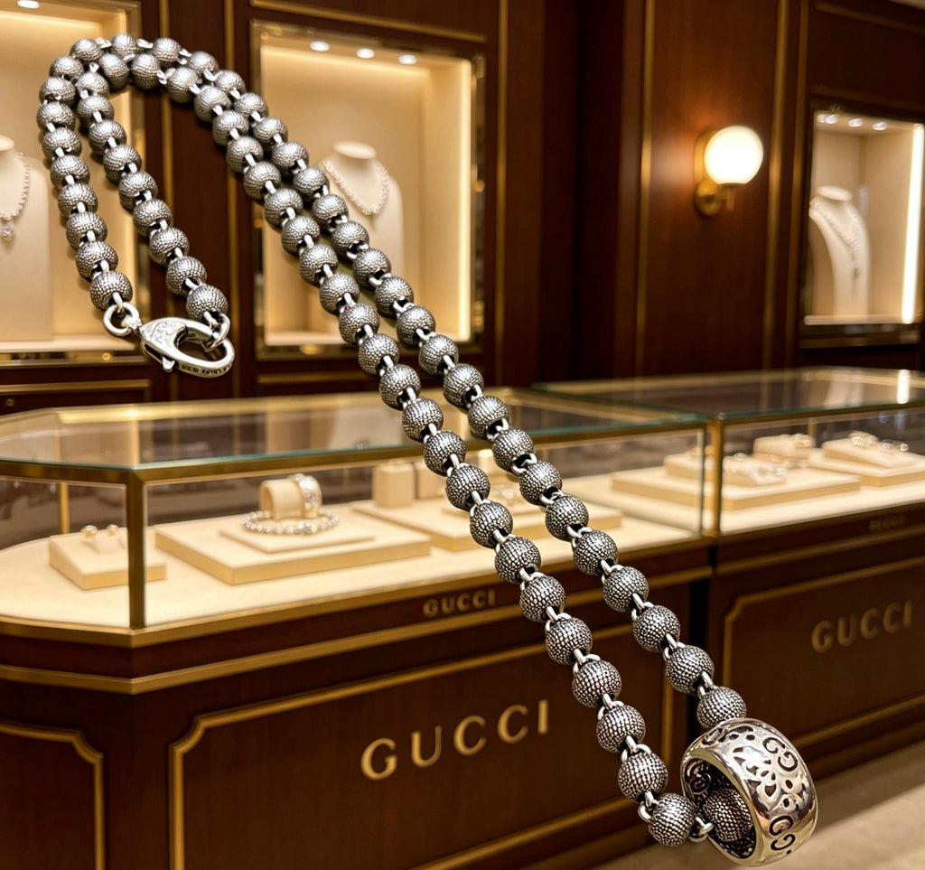 Gucci Anger Forest Interlocking G Antique Silver-Tone Silver-Tone Antiqued Chain Necklace - album image 5