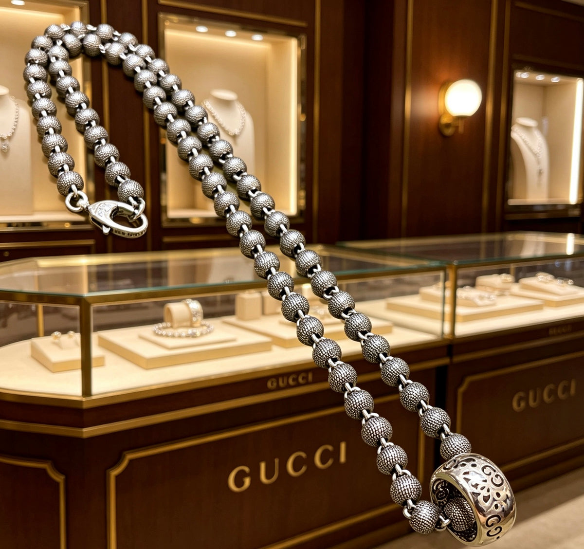 Gucci Anger Forest Interlocking G Antique Silver-Tone Silver-Tone Antiqued Chain Necklace - album image 5