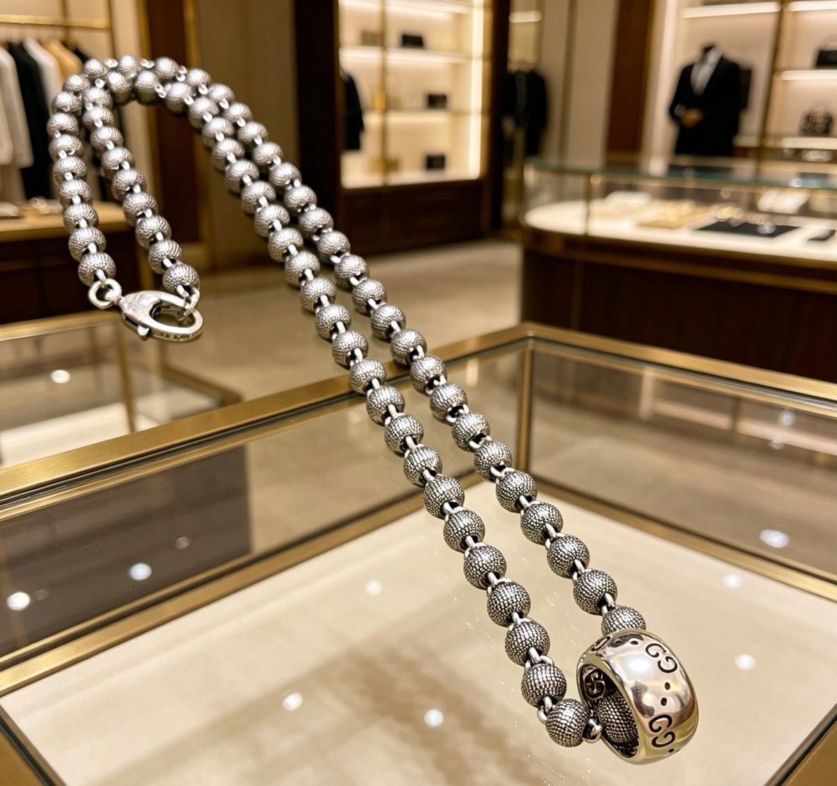 Gucci Anger Forest Interlocking G Antique Silver-Tone Silver-Tone Antiqued Chain Necklace - album image 7