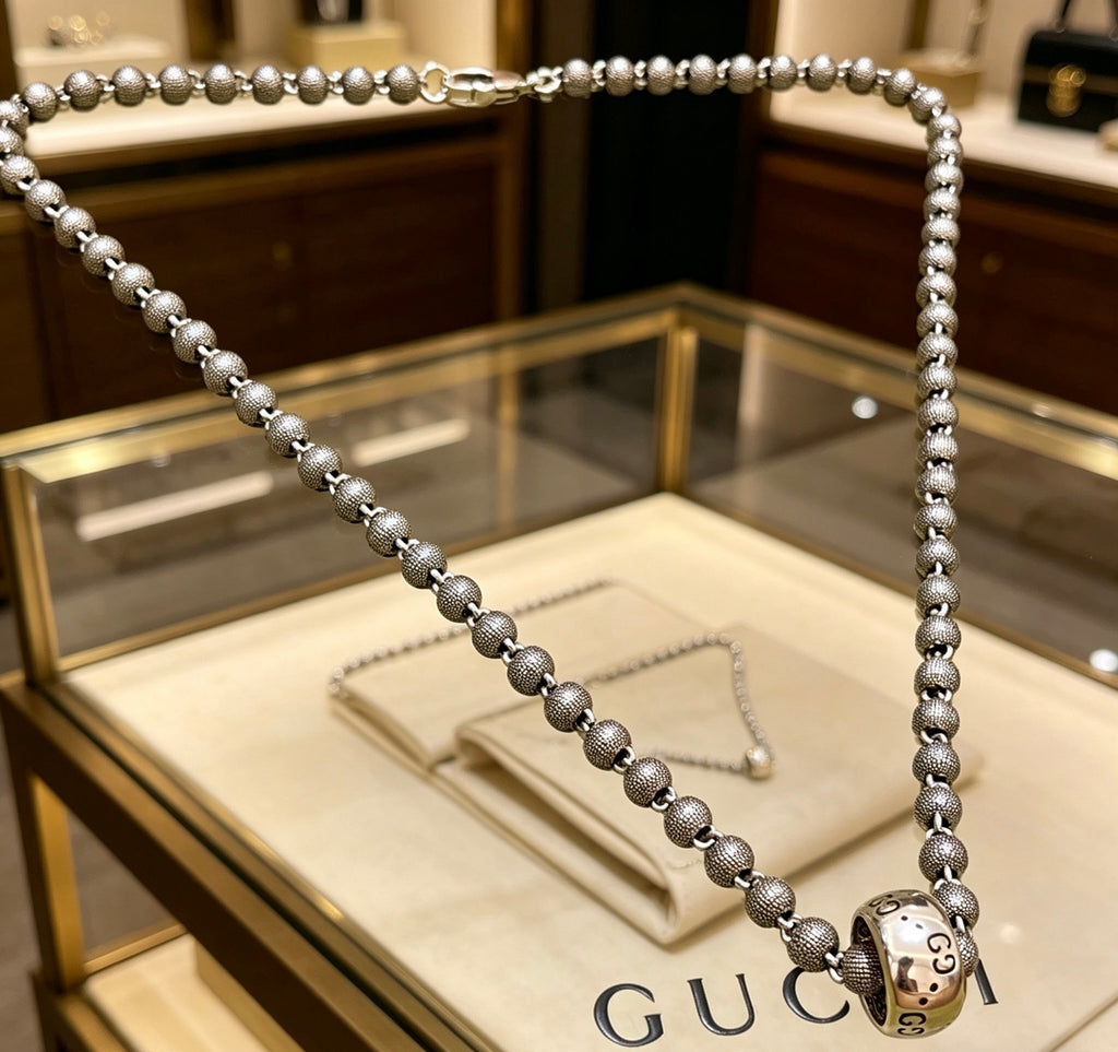 Gucci Anger Forest Interlocking G Antique Silver-Tone Silver-Tone Antiqued Chain Necklace - album image 4